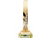 Side Accent Engagement Ring Setting for Fancy Yellow Emerald Cut Center with Accent Shoulders and Prong Head in Yellow Gold