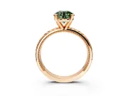 Solitaire Engagement Ring Setting for Fancy Green Round Cut Center with Milgrain X Pattern Band and Prong Head in Rose Gold