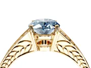 Split Shank Engagement Ring Setting for Fancy Blue Oval Center with Pave Split Shank and Prong Head in Yellow Gold