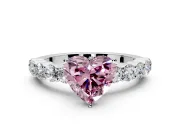 Shared-Prong Engagement Ring Setting for Fancy Pink Heart-Shaped Center with Graduated Accents and Prong Head in Platinum