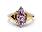 Tension Engagement Ring Setting for Fancy Pink Marquise Center with Wide Tapered Band and Tension Head in Yellow Gold