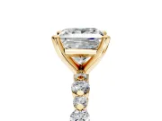 Solitaire Engagement Ring Setting for Princess Cut Center with Alternating Size Accents and Prong Head in Yellow Gold