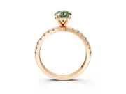 Open Basket Engagement Ring Setting for Fancy Green Oval Center with Pave Band and Prong Head in Rose Gold