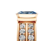 Bezel Engagement Ring Setting for Fancy Blue Emerald Cut Center with Wide Channel-Set Band and Bezel Head in Rose Gold