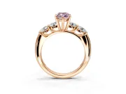 5 Stone Engagement Ring Setting for Fancy Pink Marquise Center with Graduated Accents and Prong Head in Rose Gold
