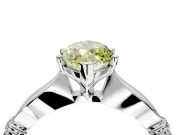 Solitaire Engagement Ring Setting for Fancy Yellow Marquise Center with Carved Leaf Shoulders and Prong Head in Platinum