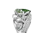 Halo Engagement Ring Setting for Fancy Green Pear-Shaped Center with Marquise and Pave Bypass Band and Prong Head in Sterling Silver