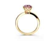 Solitaire Engagement Ring Setting for Fancy Pink Round Cut Center with Plain Band and Tulip Prong Head in Yellow Gold