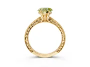 Solitaire Engagement Ring Setting for Fancy Yellow Heart-Shaped Center with Engraved Milgrain Band and Prong Head in Yellow Gold