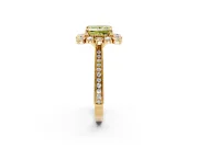 Milgrain Halo Engagement Ring Setting for Fancy Yellow Princess Cut Center with Bezel Point Accents and Prong Head in Yellow Gold
