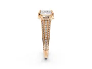 Solitaire Engagement Ring Setting for Radiant Cut Center with Accented Split Shank and Prong Head in Rose Gold