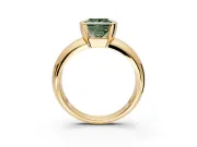 Tension Engagement Ring Setting for Fancy Green Princess Cut Center with Wide Flat Band and Tension Head in Yellow Gold
