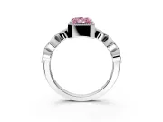 Vintage Station Engagement Ring Setting for Fancy Pink Radiant Cut Center with Accents and Prong Head in Platinum