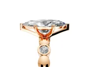 Solitaire Engagement Ring Setting for Marquise Center with Beaded Bezel Station Band and Prong Head in Rose Gold