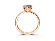 Solitaire Engagement Ring Setting for Fancy Pink Heart-Shaped Center with Large Accents and Prong Head in Rose Gold