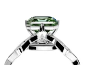 Solitaire Engagement Ring Setting for Fancy Green Asscher Cut Center with Accented Twist Band and Leaf Prong Head in Platinum