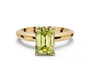 Solitaire Engagement Ring Setting for Fancy Yellow Emerald Cut Center with Wire Band and Prong Head in Yellow Gold