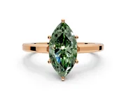 Solitaire Engagement Ring Setting for Fancy Green Marquise Center with Flat-Sided Plain Band and Prong Head in Rose Gold