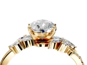 Solitaire Engagement Ring Setting for Pear-Shaped Center with Marquise Accent Twist Band and Prong Head in Yellow Gold