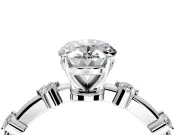 Solitaire Engagement Ring Setting for Oval Center with Bezel Station Band and Prong Head in Sterling Silver