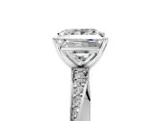 Side Accent Engagement Ring Setting for Princess Cut Center with Accent Shoulders and Prong Head in White Gold