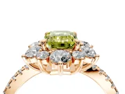 Floral Halo Engagement Ring Setting for Fancy Yellow Emerald Cut Center with Pave Accents and Prong Head in Rose Gold