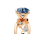 Solitaire Engagement Ring Setting for Fancy Blue Round Cut Center with Criss-Cross Accent Band and Prong Head in Rose Gold