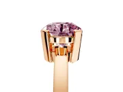 Solitaire Engagement Ring Setting for Fancy Pink Round Cut Center with Plain Band and Flat Tab Prong Head in Rose Gold
