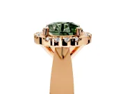 Halo Engagement Ring Setting for Fancy Green Round Cut Center with Square Band and Prong Head in Rose Gold