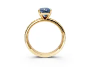 Solitaire Engagement Ring Setting for Fancy Blue Radiant Cut Center with Milgrain X Pattern Band and Prong Head in Yellow Gold