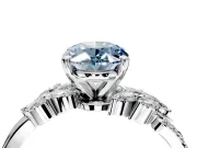 Solitaire Engagement Ring Setting for Fancy Blue Oval Center with Marquise Accent Twist Band and Prong Head in White Gold