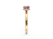 Hidden Halo Engagement Ring Setting for Fancy Pink Cushion Cut Center with Plain Band and Tall Prong Head in Yellow Gold