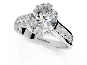 Solitaire Engagement Ring Setting for Oval Center with Cathedral Channel Band and Prong Head in Sterling Silver