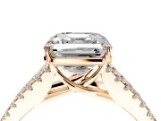 Solitaire Engagement Ring Setting for Asscher Cut Center with Pave Split Shank and Prong Head in Rose Gold