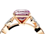 Floral Engagement Ring Setting for Fancy Pink Asscher Cut Center with Trailing Marquise Accents and Prong Head in Rose Gold