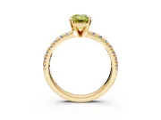 Solitaire Engagement Ring Setting for Fancy Yellow Emerald Cut Center with Large Accents and Prong Head in Yellow Gold