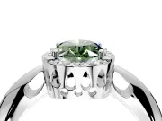 Halo Engagement Ring Setting for Fancy Green Oval Center with Tapered Plain Band and Prong Head in Platinum