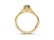 Solitaire Engagement Ring Setting for Fancy Green Pear-Shaped Center with Cathedral Band and Prong Head in Yellow Gold
