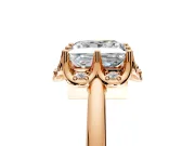Floral Frame Engagement Ring Setting for Princess Cut Center with Accent Clusters and Prong Head in Rose Gold
