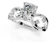 Solitaire Engagement Ring Setting for Radiant Cut Center with Criss-Cross Accent Band and Prong Head in Sterling Silver