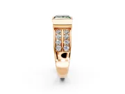 Bezel Engagement Ring Setting for Fancy Green Princess Cut Center with Wide Channel-Set Band and Bezel Head in Rose Gold