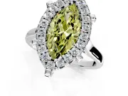 Single Halo Engagement Ring Setting for Fancy Yellow Marquise Center with Corner Claws, Plain Band and Prong Head in Sterling Silver