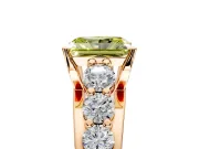 Solitaire Engagement Ring Setting for Fancy Yellow Radiant Cut Center with Graduated Shared Prongs and Prong Head in Rose Gold