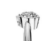 Halo Engagement Ring Setting for Heart-Shaped Center with Tapered Plain Band and Prong Head in Sterling Silver