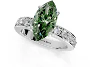 Solitaire Engagement Ring Setting for Fancy Green Marquise Center with Channel-Set Accents and Prong Head in Platinum