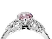 Leaf Cluster Engagement Ring Setting for Fancy Pink Marquise Center with Marquise Accents and Prong Head in Platinum