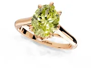 Solitaire Engagement Ring Setting for Fancy Yellow Oval Center with Cathedral Band and Prong Head in Rose Gold