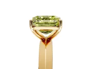 Solitaire Engagement Ring Setting for Fancy Yellow Asscher Cut Center with Wide Knife Ridge Band and Prong Head in Yellow Gold