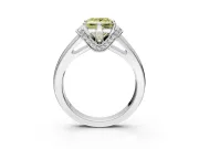 Solitaire Engagement Ring Setting for Fancy Yellow Princess Cut Center with Wide Band, Pave Collar and Prong Head in White Gold