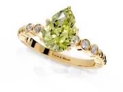 Solitaire Engagement Ring Setting for Fancy Yellow Pear-Shaped Center with Bezel-Dot Beaded Band and Prong Head in Yellow Gold